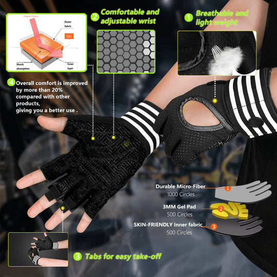 Full Palm Gel Padded Gym Gloves
